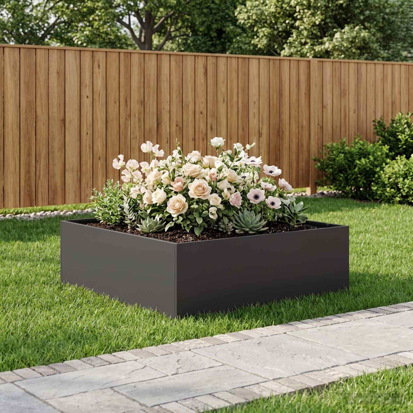 vidaXL Γλάστρα Κήπου Μαύρο 80 x 80 x 30 cm Ψυχρής έλασης χάλυβας