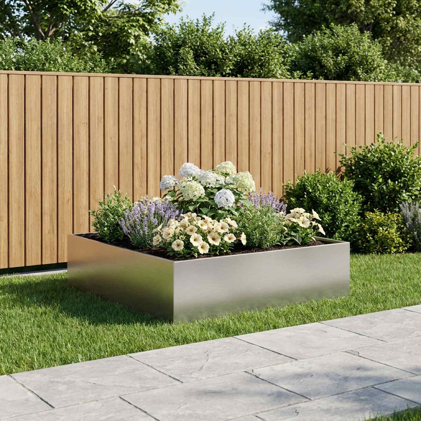 vidaXL Γλάστρα Κήπου Ασημί 80 x 80 x 30 cm Ανοξείδωτο Ατσάλι