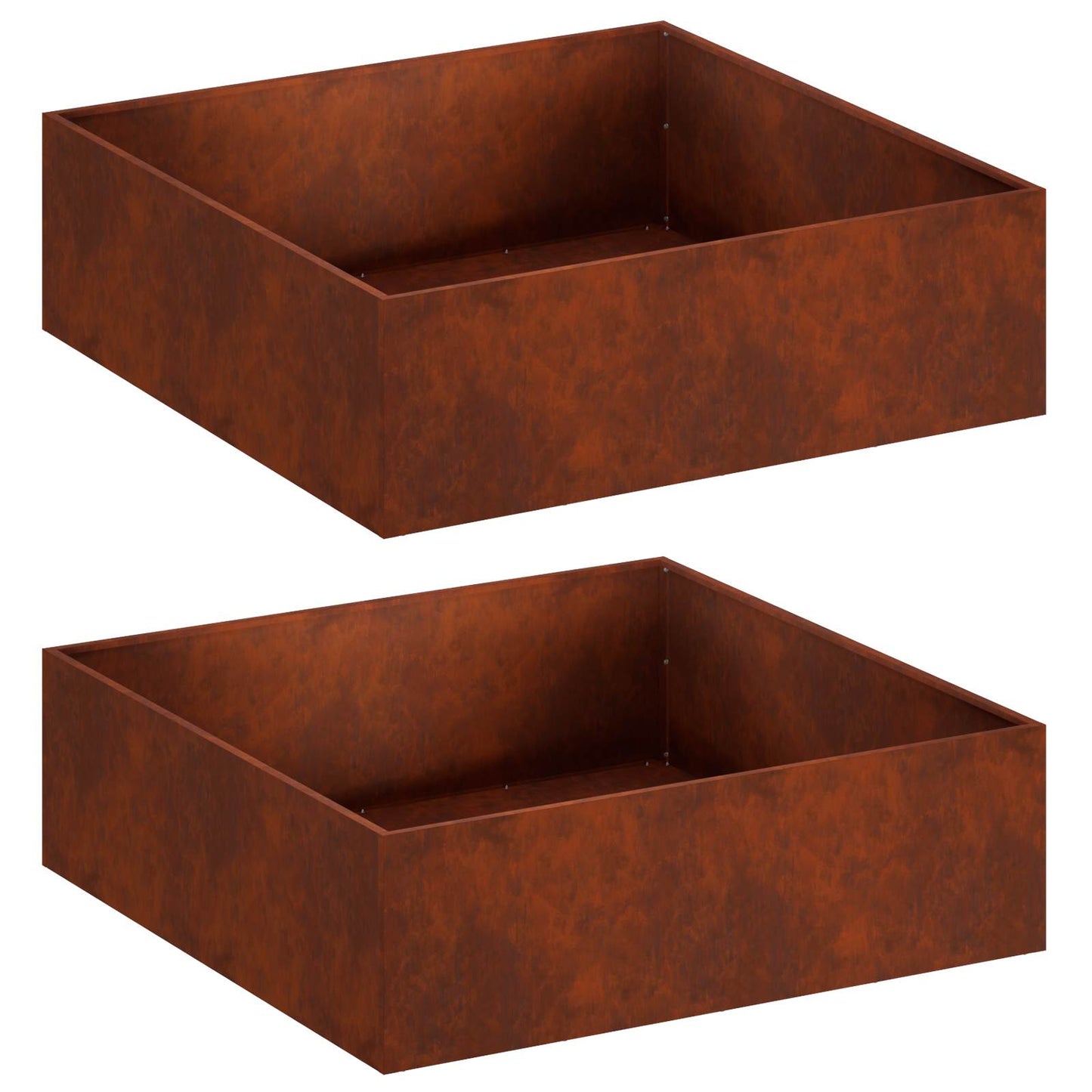 vidaXL Γλάστρα Κήπου 2 τμχ. Σκ rusty 80 x 80 x 30 cm