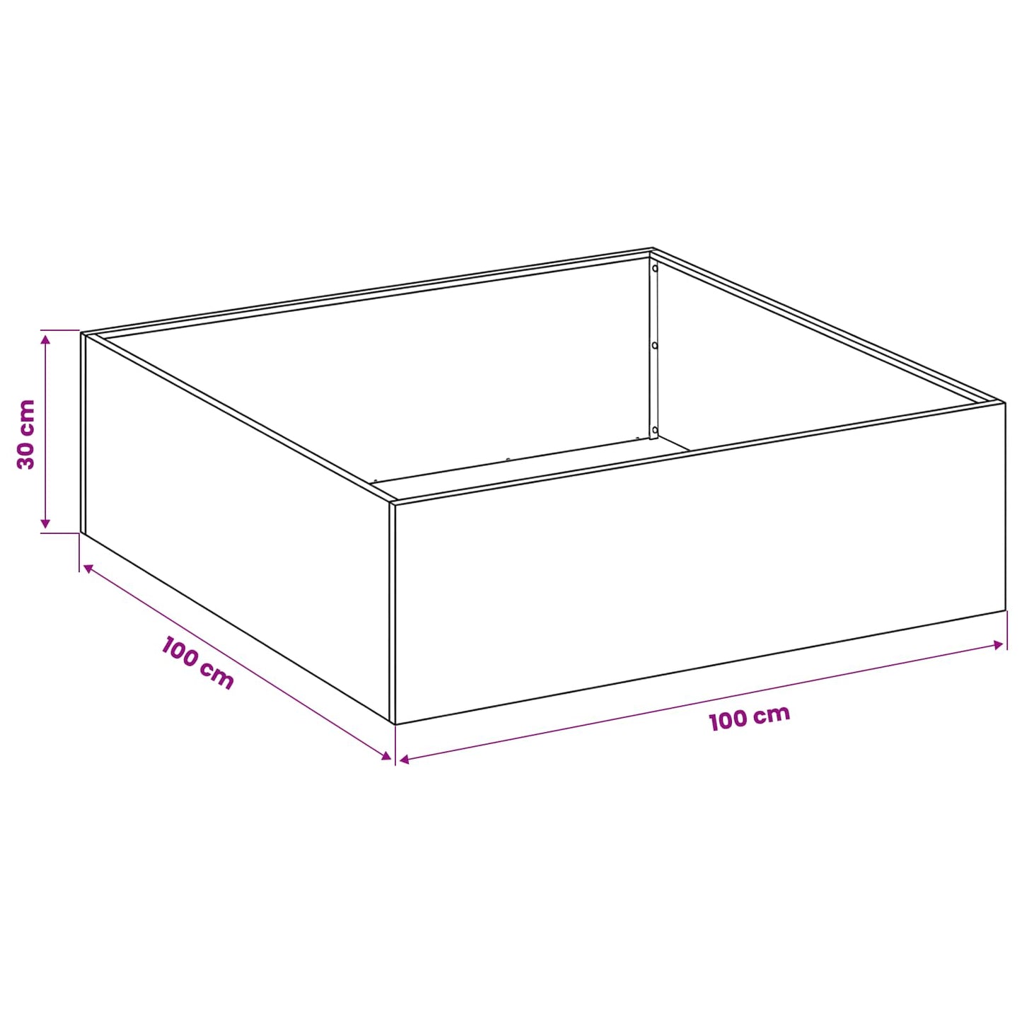 vidaXL Γλάστρα Κήπου 2 τμχ. Μαύρο 100 x 100 x 30 cm