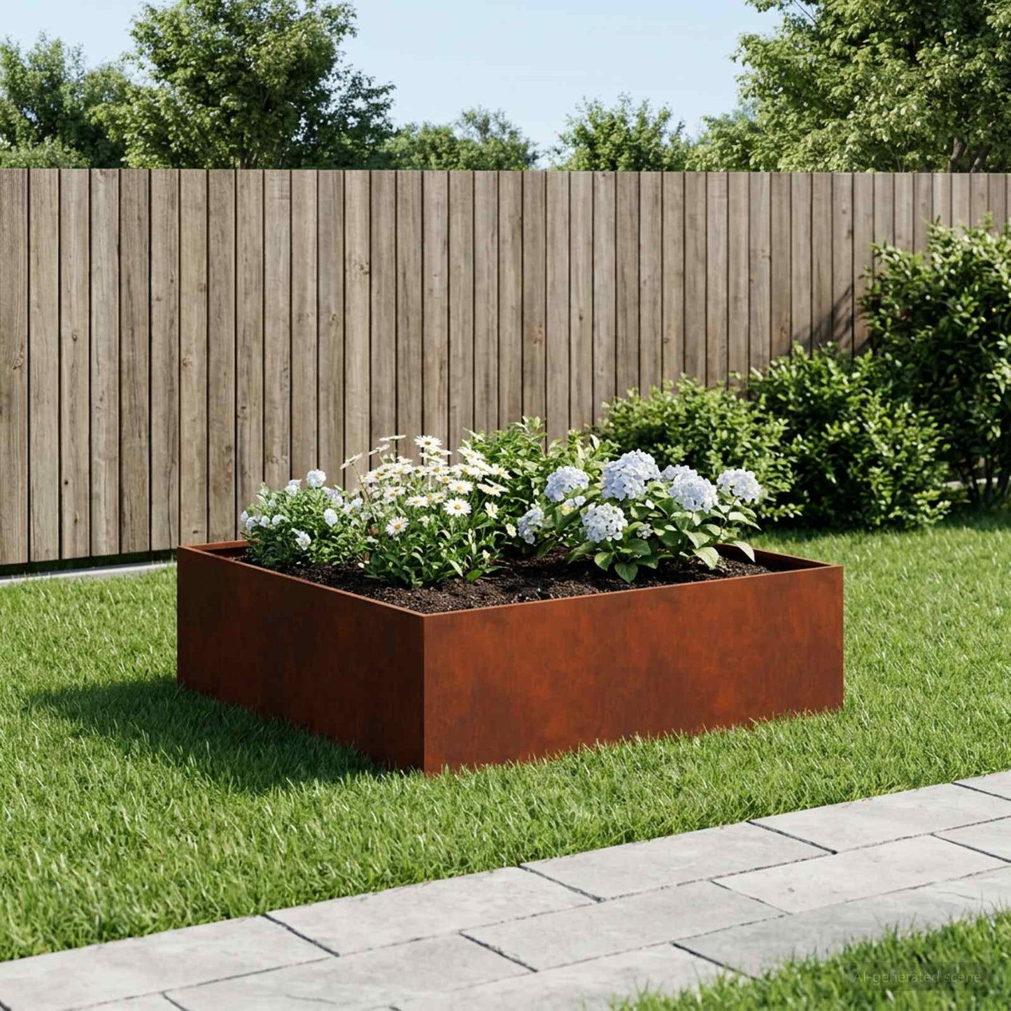 vidaXL Γλάστρα Κήπου Σκ rusty 100 x 100 x 30 cm