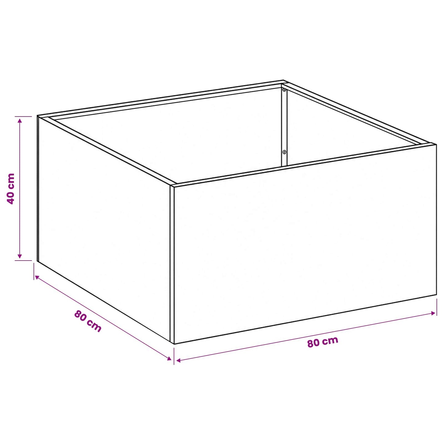 vidaXL Γλάστρα Κήπου 2 τμχ. Μαύρο 80 x 80 x 40 cm