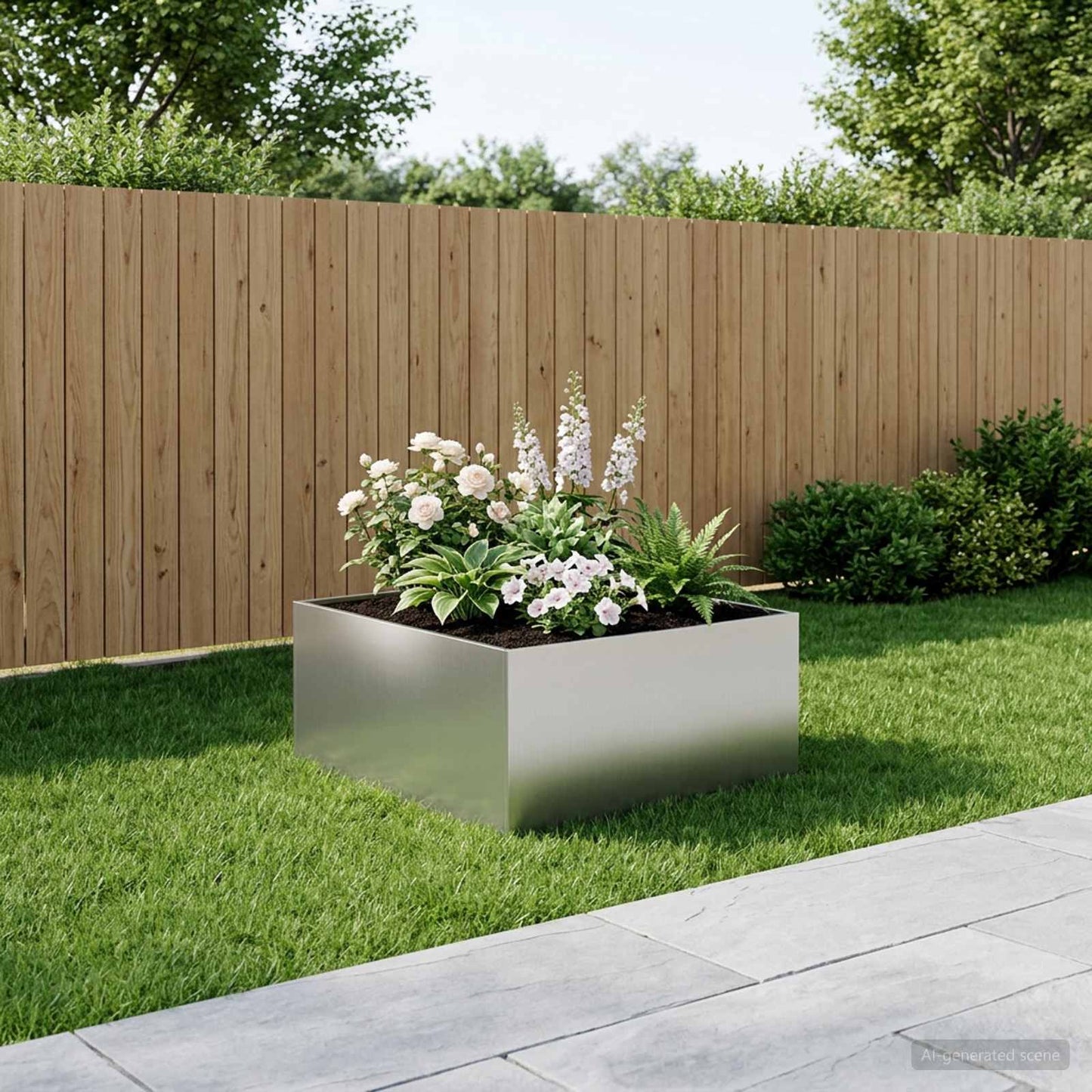 vidaXL Γλάστρα Κήπου Ασημί 80 x 80 x 40 cm Γαλβανισμένος Χάλυβας