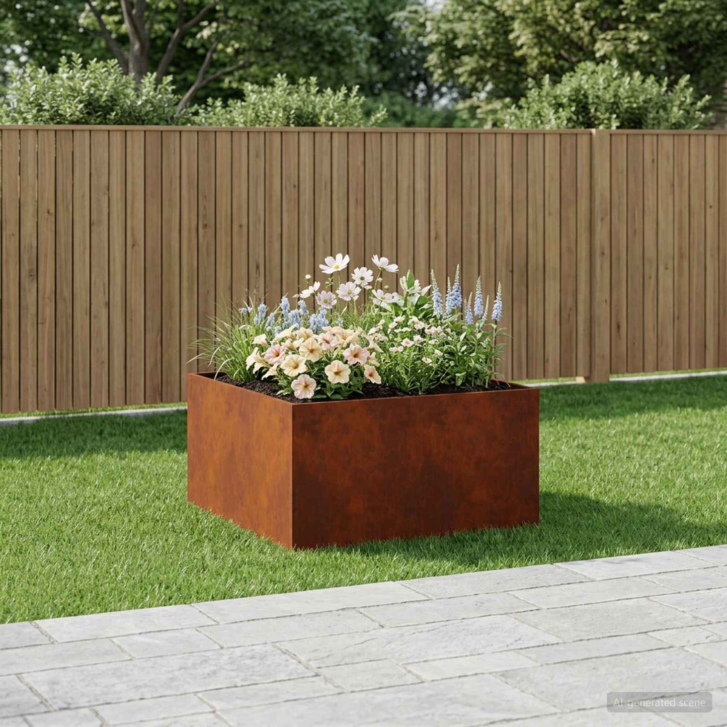 vidaXL Γλάστρα Κήπου Σκ rusty 80 x 80 x 40 cm