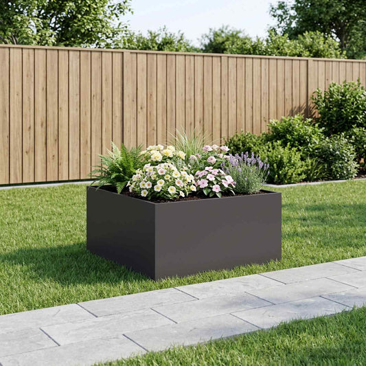 vidaXL Γλάστρα Κήπου Μαύρο 100 x 100 x 40 cm Ψυχρής έλασης χάλυβας