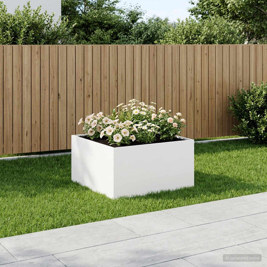 vidaXL Γλάστρα Κήπου Λευκό 100 x 100 x 40 cm Ψυχρής έλασης χάλυβας