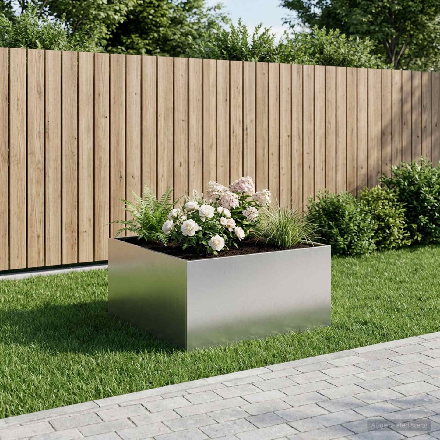 vidaXL Γλάστρα Κήπου Ασημί 100 x 100 x 40 cm Ανοξείδωτο Ατσάλι