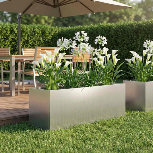 vidaXL Γλάστρα Κήπου Ασημί 60 x 20 x 20 εκ. Γαλβανισμένος Χάλυβας