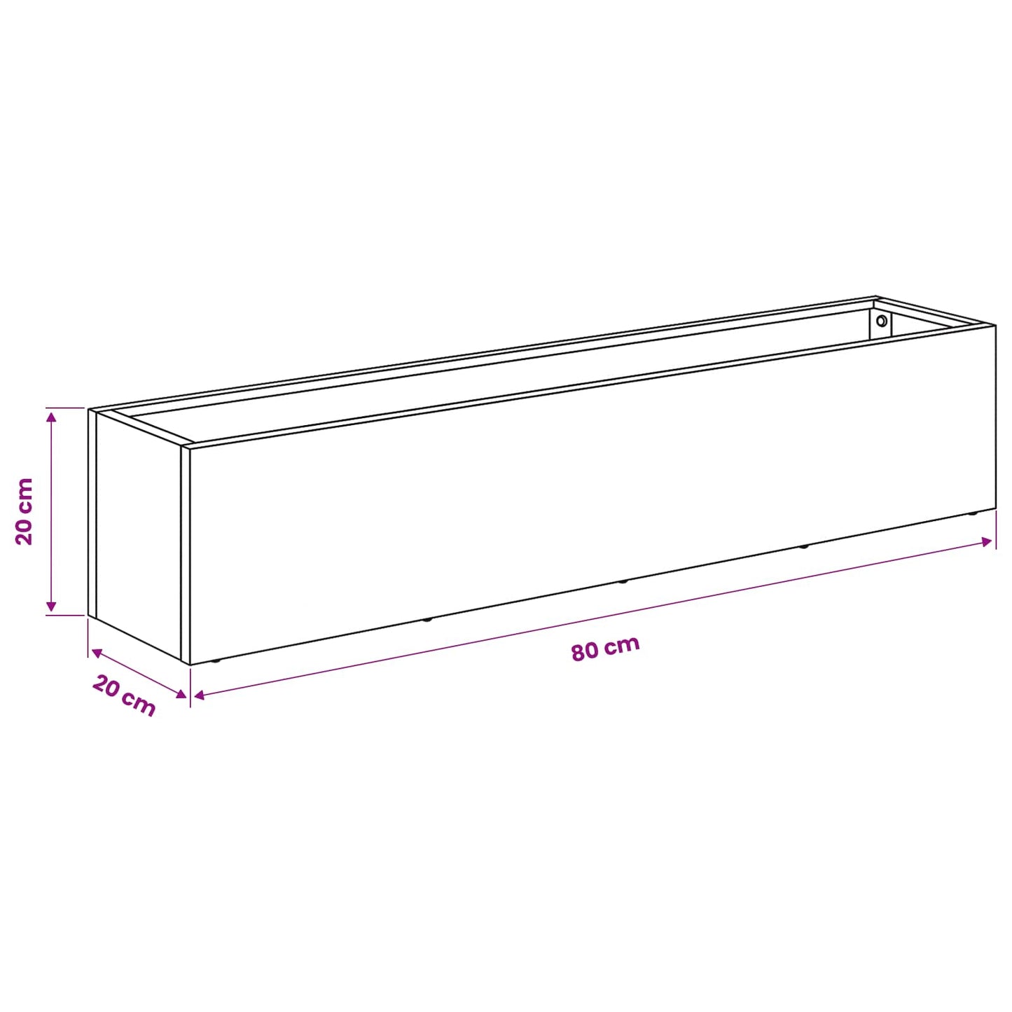 vidaXL Γλάστρα Κήπου Ασημί 80 x 20 x 20 εκ. Ανοξείδωτο Ατσάλι