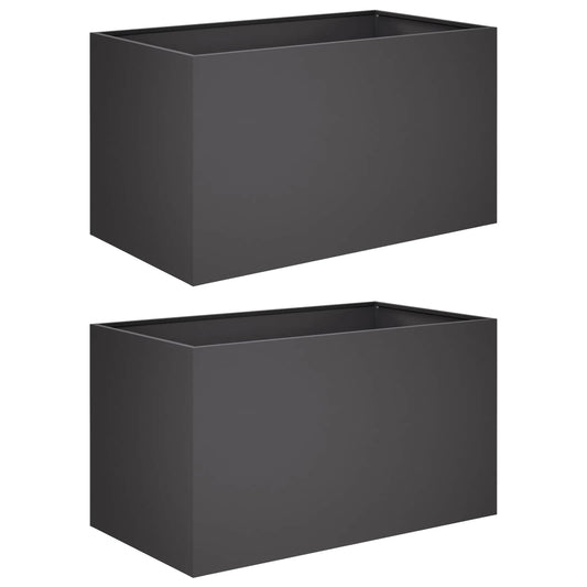 vidaXL Γλάστρα Κήπου 2 τμχ. Μαύρο 80 x 50 x 50 εκ
