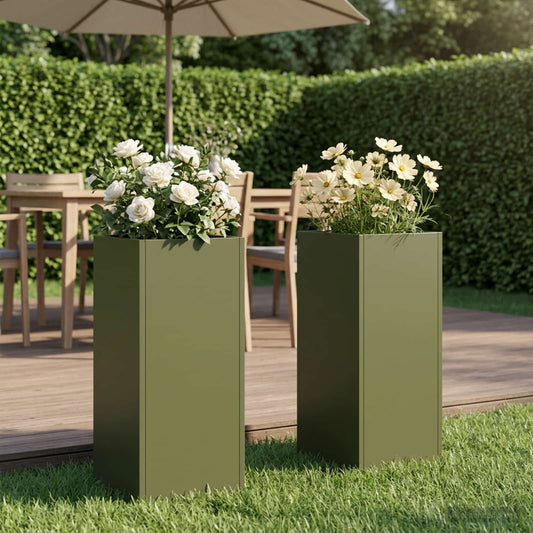 vidaXL Γλάστρα Κήπου 2 τμχ. Λαδί 20 x 20 x 40 εκ.
