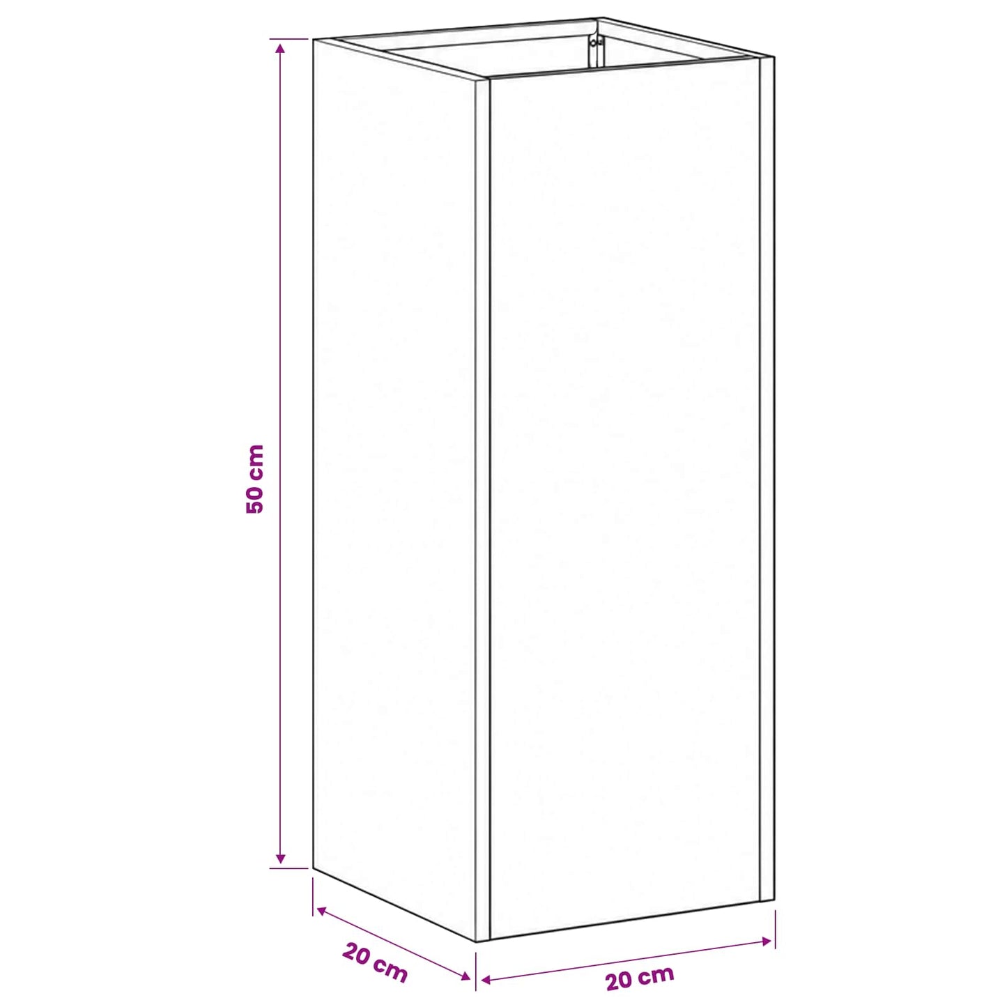 vidaXL Γλάστρα Κήπου Λαδί 20 x 20 x 50 εκ. Ψυχρής έλασης χάλυβας