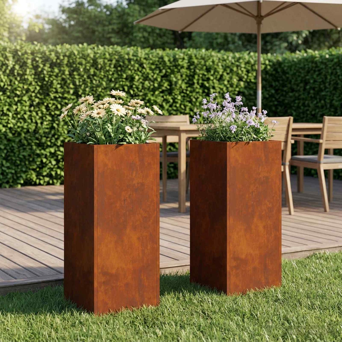 vidaXL Γλάστρα Κήπου 2 τμχ. Σκ rusty 20 x 20 x 50 εκ.