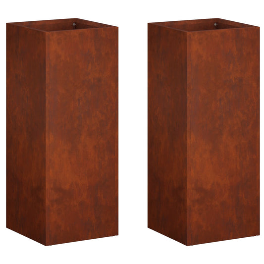 vidaXL Γλάστρα Κήπου 2 τμχ. Σκ rusty 20 x 20 x 50 εκ.