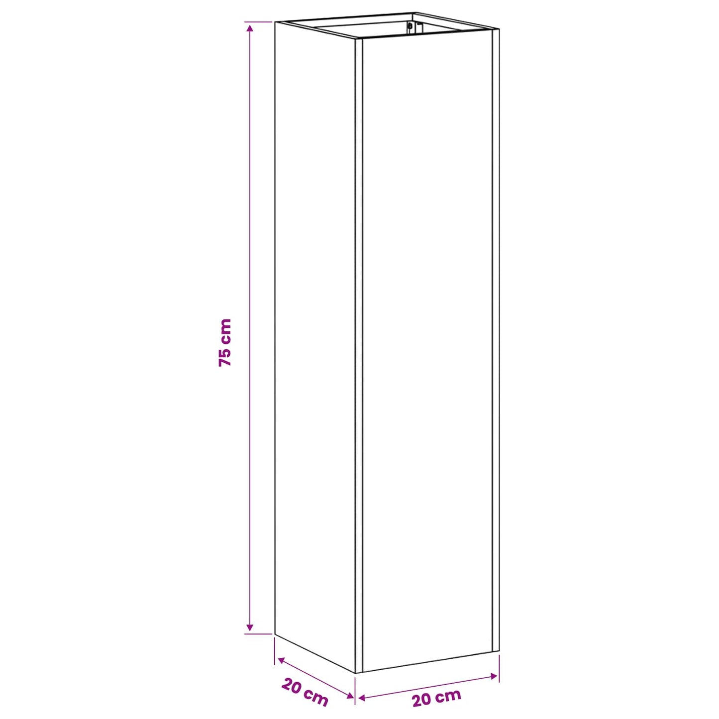 vidaXL Γλάστρα Κήπου Ασημί 20 x 20 x 75 εκ. Γαλβανισμένος Χάλυβας