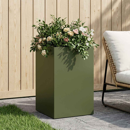 vidaXL Γλάστρα Κήπου Λαδί 30 x 30 x 50 cm Ψυχρής έλασης χάλυβας
