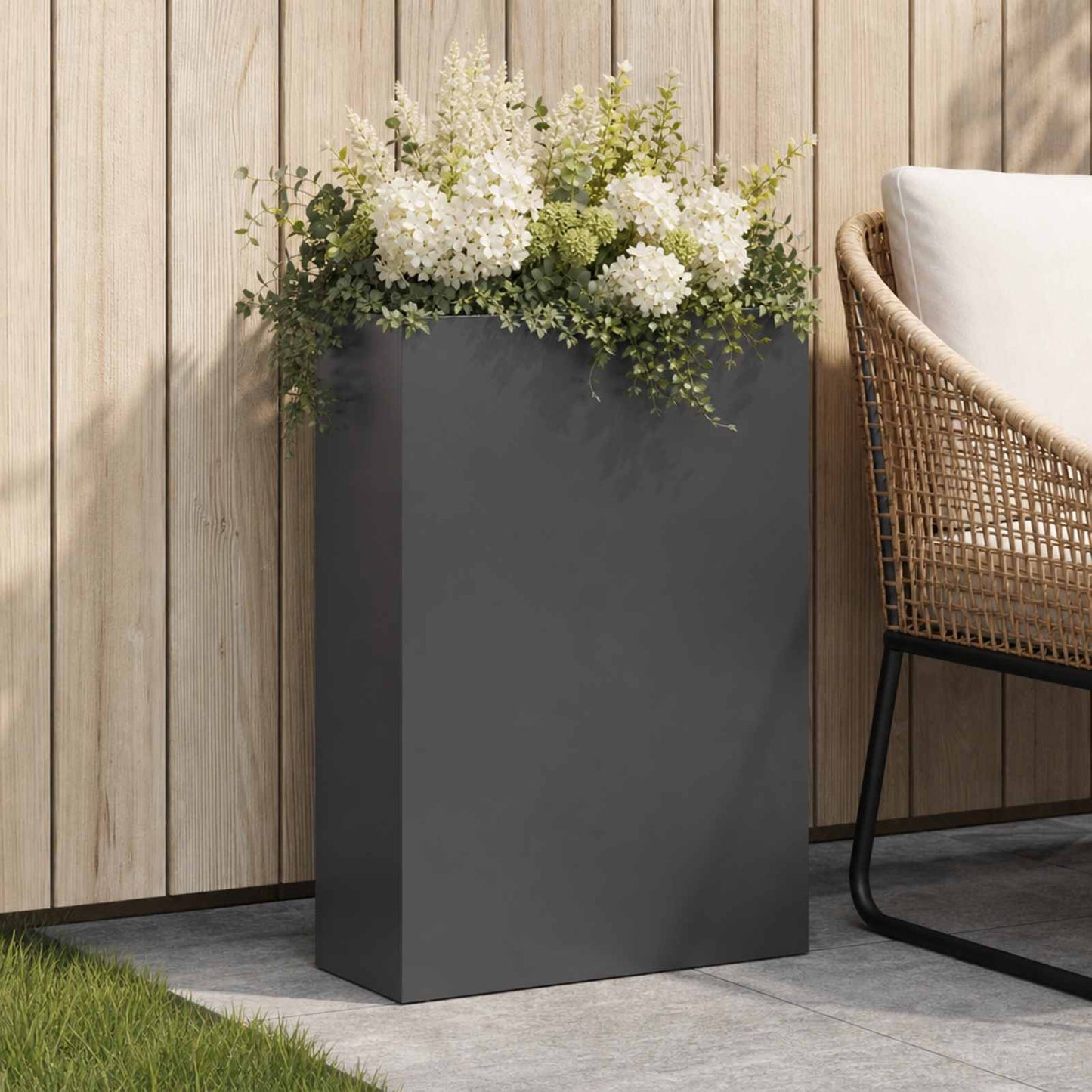 vidaXL Γλάστρα Κήπου Μαύρο 40 x 20 x 75 εκ. Ψυχρής έλασης χάλυβας