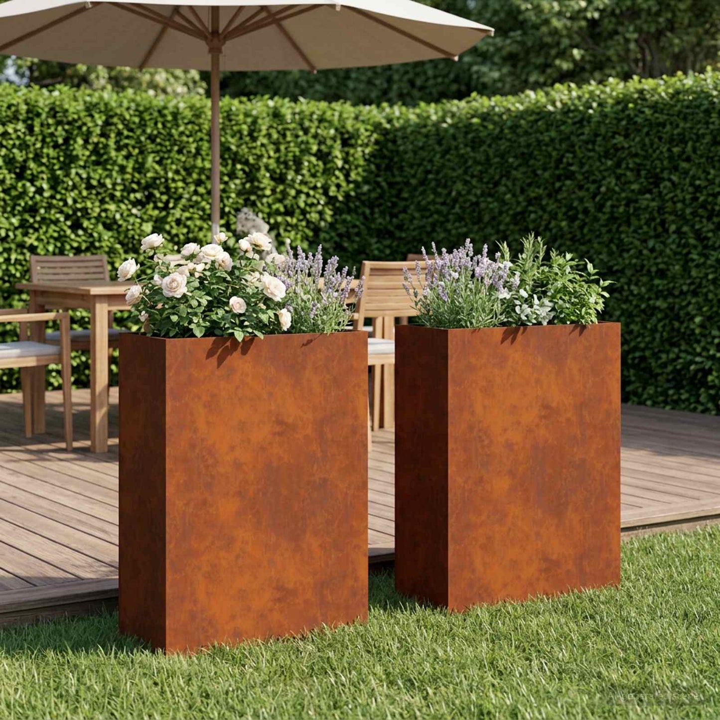 vidaXL Γλάστρα Κήπου 2 τμχ. Σκ rusty 40 x 20 x 75 εκ.