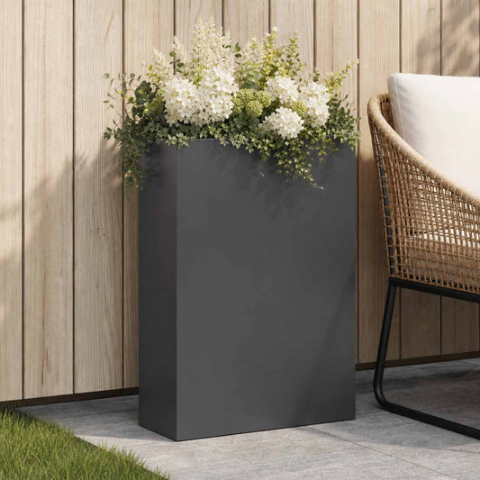 vidaXL Γλάστρα Κήπου Μαύρο 50 x 20 x 75 εκ. Ψυχρής έλασης χάλυβας