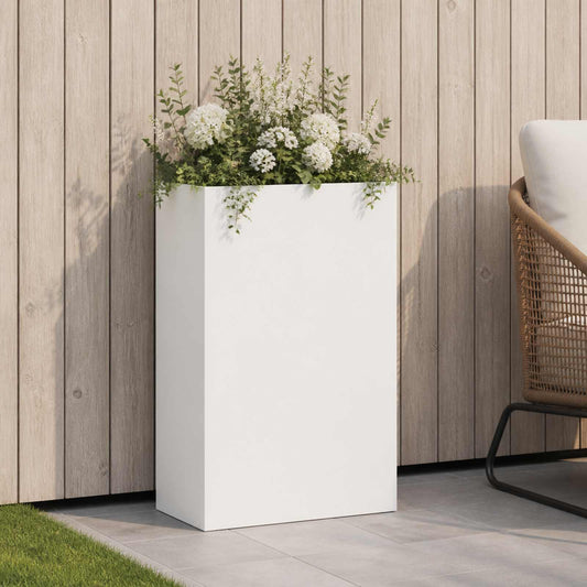 vidaXL Γλάστρα Κήπου Λευκό 50 x 20 x 75 εκ. Ψυχρής έλασης χάλυβας