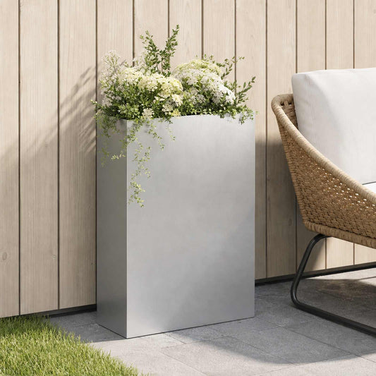 vidaXL Γλάστρα Κήπου Ασημί 50 x 20 x 75 εκ. Ανοξείδωτο Ατσάλι