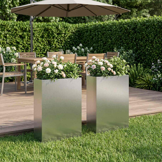 vidaXL Γλάστρα Κήπου 2 τμχ. Ασημί 50 x 20 x 75 εκ. Ανοξείδωτο Ατσάλι
