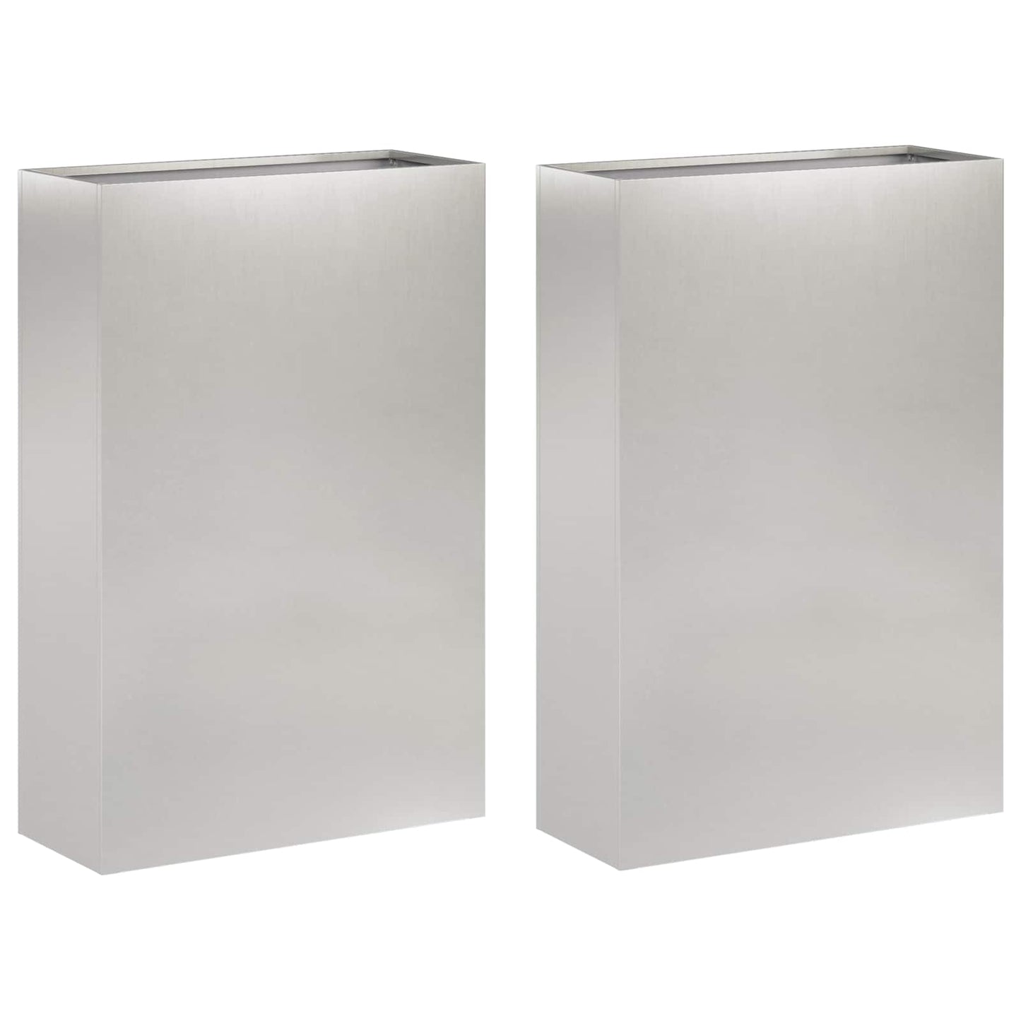 vidaXL Γλάστρα Κήπου 2 τμχ. Ασημί 50 x 20 x 75 εκ. Ανοξείδωτο Ατσάλι