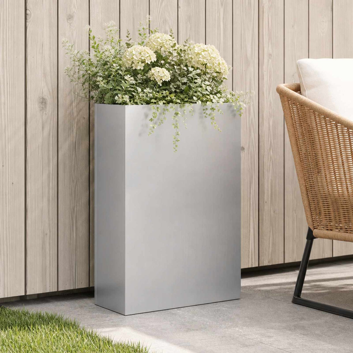 vidaXL Γλάστρα Κήπου Ασημί 50 x 20 x 75 εκ. Γαλβανισμένος Χάλυβας