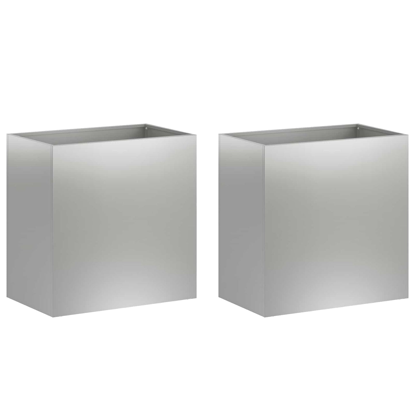vidaXL Γλάστρα Κήπου 2 τμχ. Ασημί 50 x 30 x 40 εκ.
