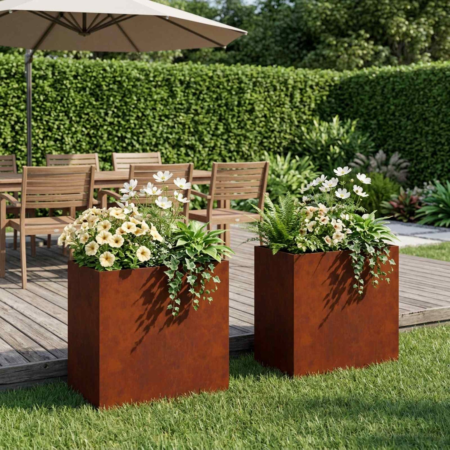 vidaXL Γλάστρα Κήπου 2 τμχ. Σκ rusty 50 x 30 x 40 εκ.