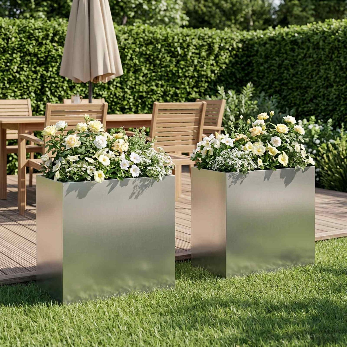 vidaXL Γλάστρα Κήπου 2 τμχ. Ασημί 50 x 30 x 50 cm Ανοξείδωτο Ατσάλι
