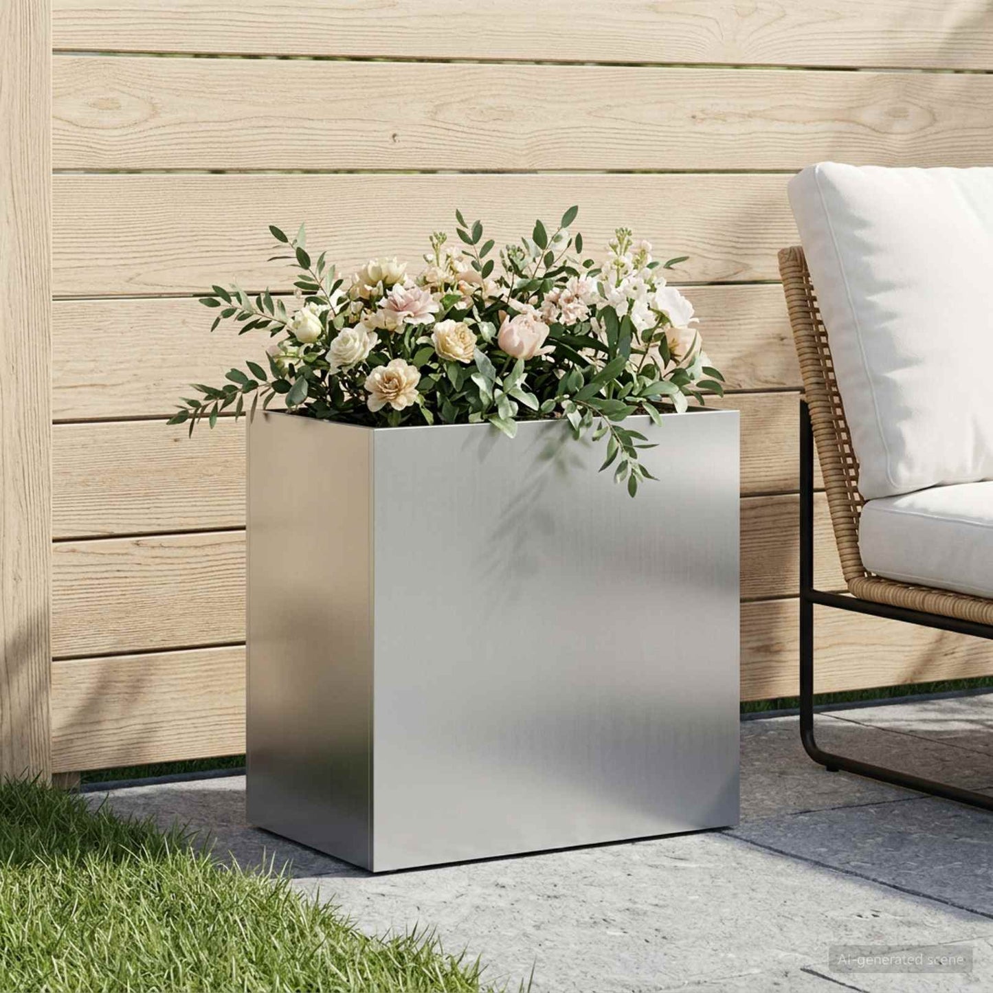 vidaXL Γλάστρα Κήπου Ασημί 50 x 30 x 50 cm Γαλβανισμένος Χάλυβας