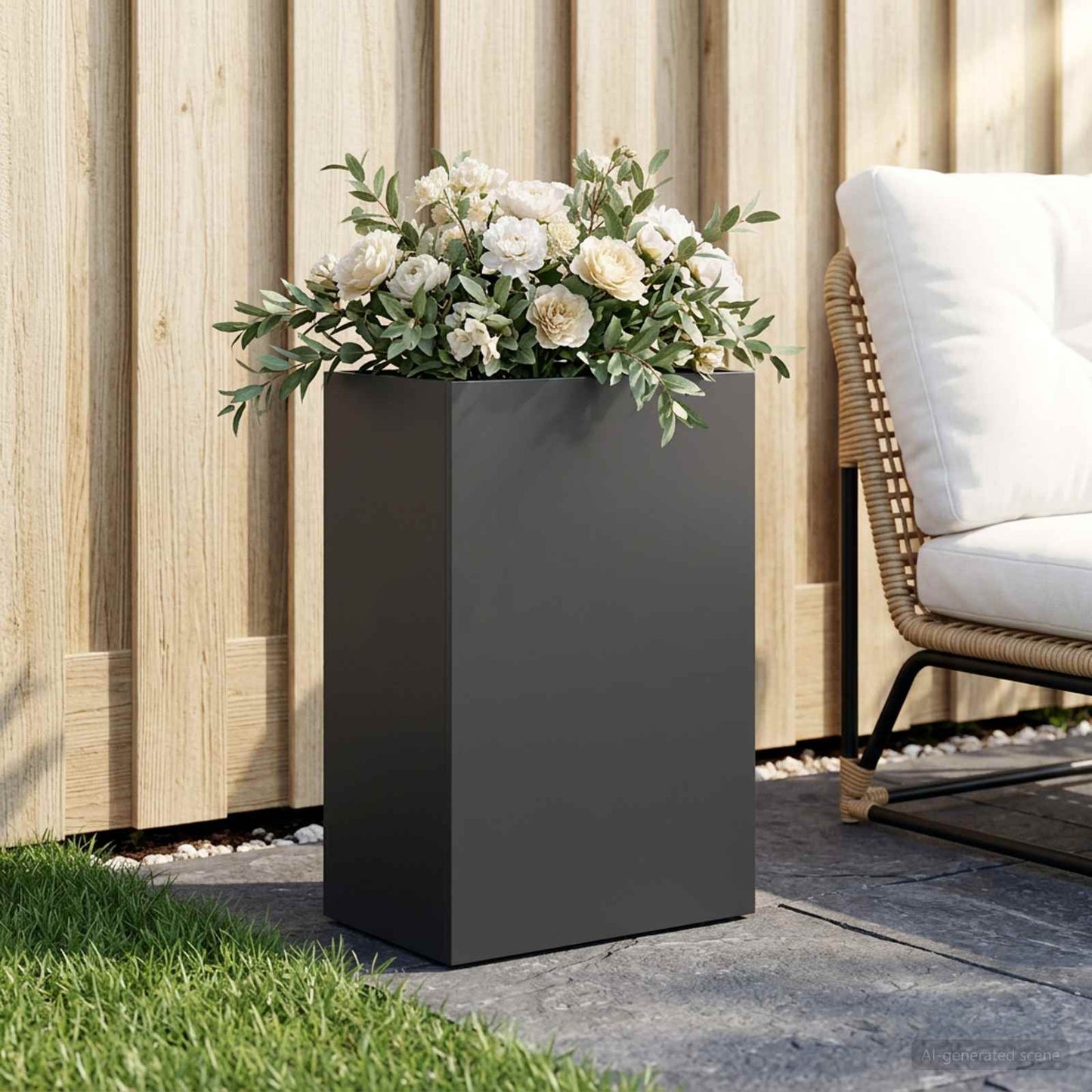 vidaXL Γλάστρα Κήπου Μαύρο 50 x 30 x 75 εκ Ψυχρής έλασης χάλυβας