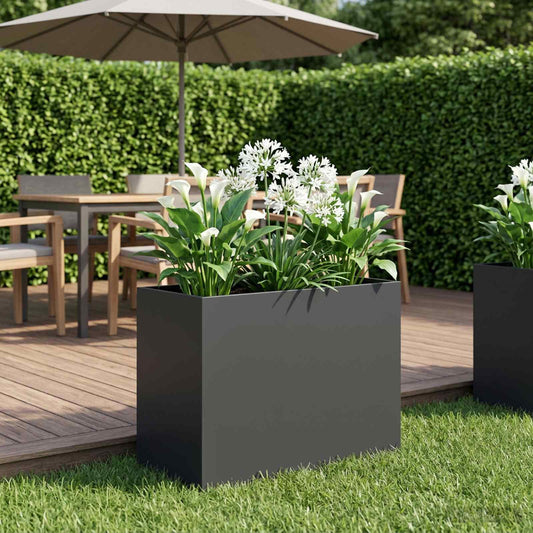 vidaXL Γλάστρα Κήπου Μαύρο 60 x 30 x 40 εκ. Ψυχρής έλασης χάλυβας