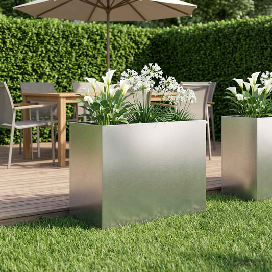 vidaXL Γλάστρα Κήπου Ασημί 60 x 30 x 40 εκ. Ανοξείδωτο Ατσάλι