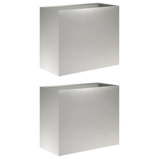 vidaXL Γλάστρα Κήπου 2 τμχ. Ασημί 60 x 30 x 40 εκ. Ανοξείδωτο Ατσάλι