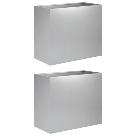vidaXL Γλάστρα Κήπου 2 τμχ. Ασημί 60 x 30 x 40 εκ.