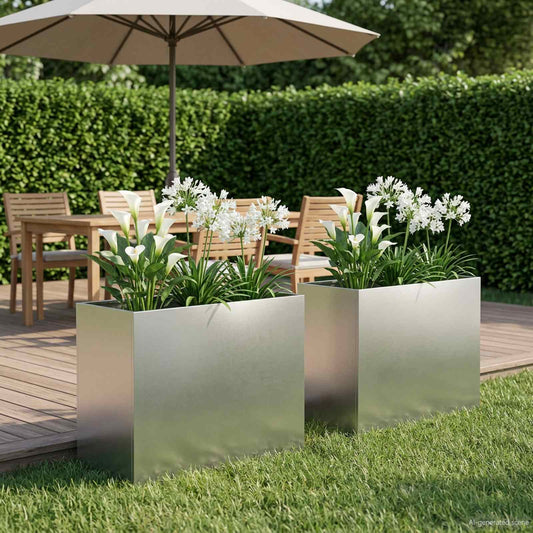 vidaXL Γλάστρα Κήπου 2 τμχ. Ασημί 60 x 30 x 50 εκ. Ανοξείδωτο Ατσάλι