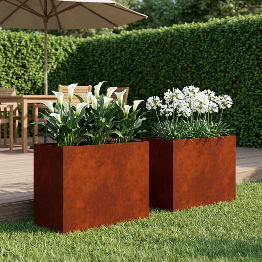 vidaXL Γλάστρα Κήπου 2 τμχ. Σκ rusty 60 x 30 x 50 εκ.