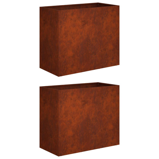 vidaXL Γλάστρα Κήπου 2 τμχ. Σκ rusty 60 x 30 x 50 εκ.
