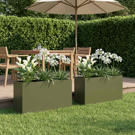 vidaXL Γλάστρα Κήπου 2 τμχ. Λαδί 100 x 30 x 40 εκ