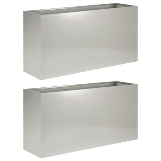 vidaXL Γλάστρα Κήπου 2 τμχ. Ασημί 100 x 30 x 40 εκ Ανοξείδωτο Ατσάλι