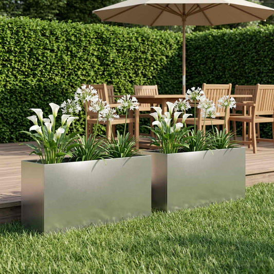 vidaXL Γλάστρα Κήπου 2 τμχ. Ασημί 100 x 30 x 50 cm Ανοξείδωτο Ατσάλι