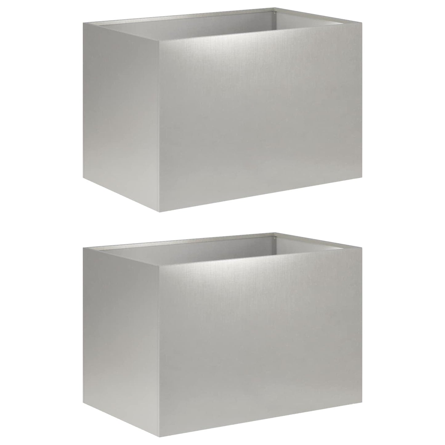 vidaXL Γλάστρα Κήπου 2 τμχ. Ασημί 50 x 40 x 40 εκ. Ανοξείδωτο Ατσάλι