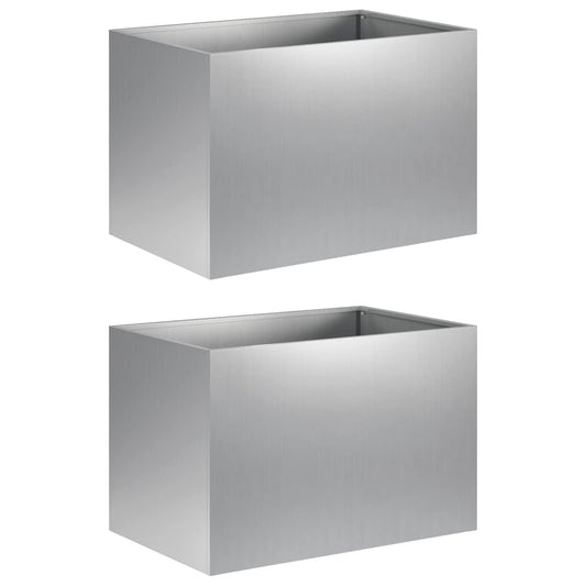 vidaXL Γλάστρα Κήπου 2 τμχ. Ασημί 50 x 40 x 40 εκ.