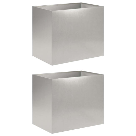 vidaXL Γλάστρα Κήπου 2 τμχ. Ασημί 50 x 40 x 50 εκ Ανοξείδωτο Ατσάλι