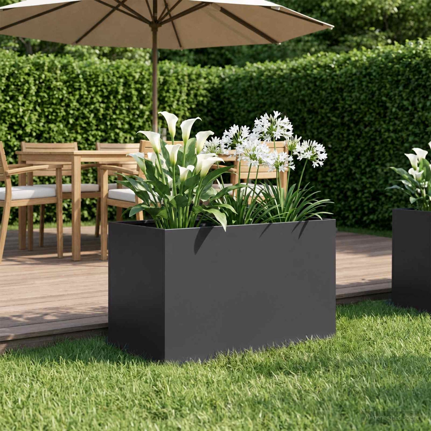 vidaXL Γλάστρα Κήπου Μαύρο 60 x 40 x 40 εκ. Ψυχρής έλασης χάλυβας