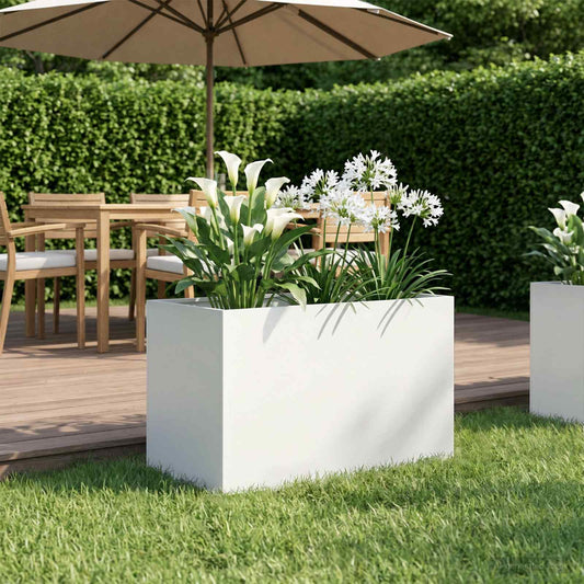vidaXL Γλάστρα Κήπου Λευκό 60 x 40 x 40 εκ. Ψυχρής έλασης χάλυβας