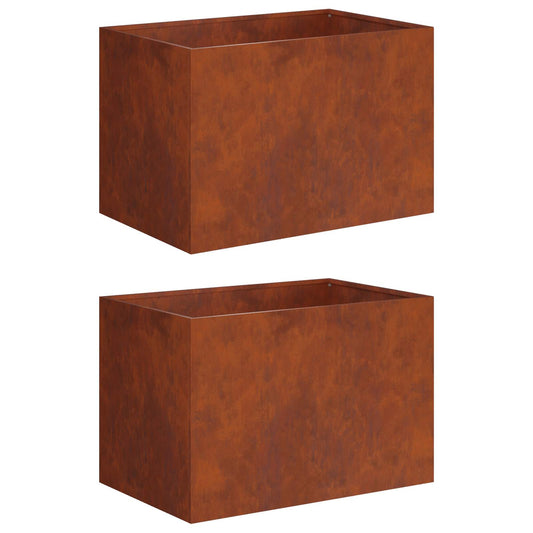 vidaXL Γλάστρα Κήπου 2 τμχ. Σκ rusty 60 x 40 x 40 εκ.