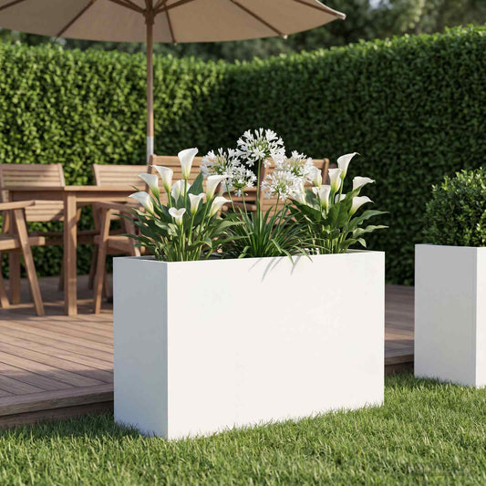 vidaXL Γλάστρα Κήπου Λευκό 80 x 40 x 50 cm Ψυχρής έλασης χάλυβας